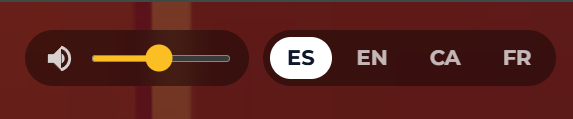 Barra superior del visor con el control de audio junto al selector de idioma