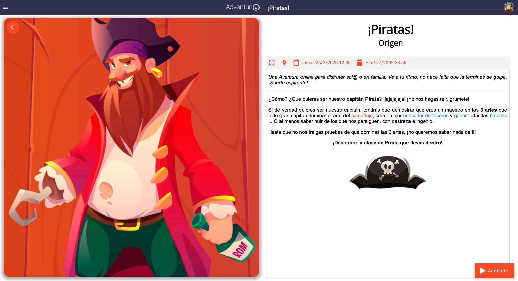 Vista de una aventura desde la perspectiva del jugador