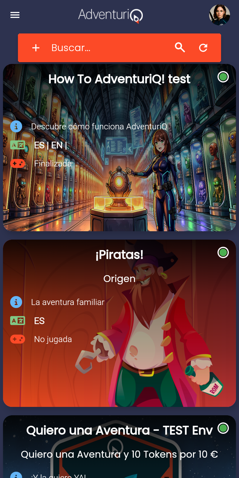 Listado de Aventuras actualizado tras la vinculación — la nueva Aventura aparece junto con las que ya tenías