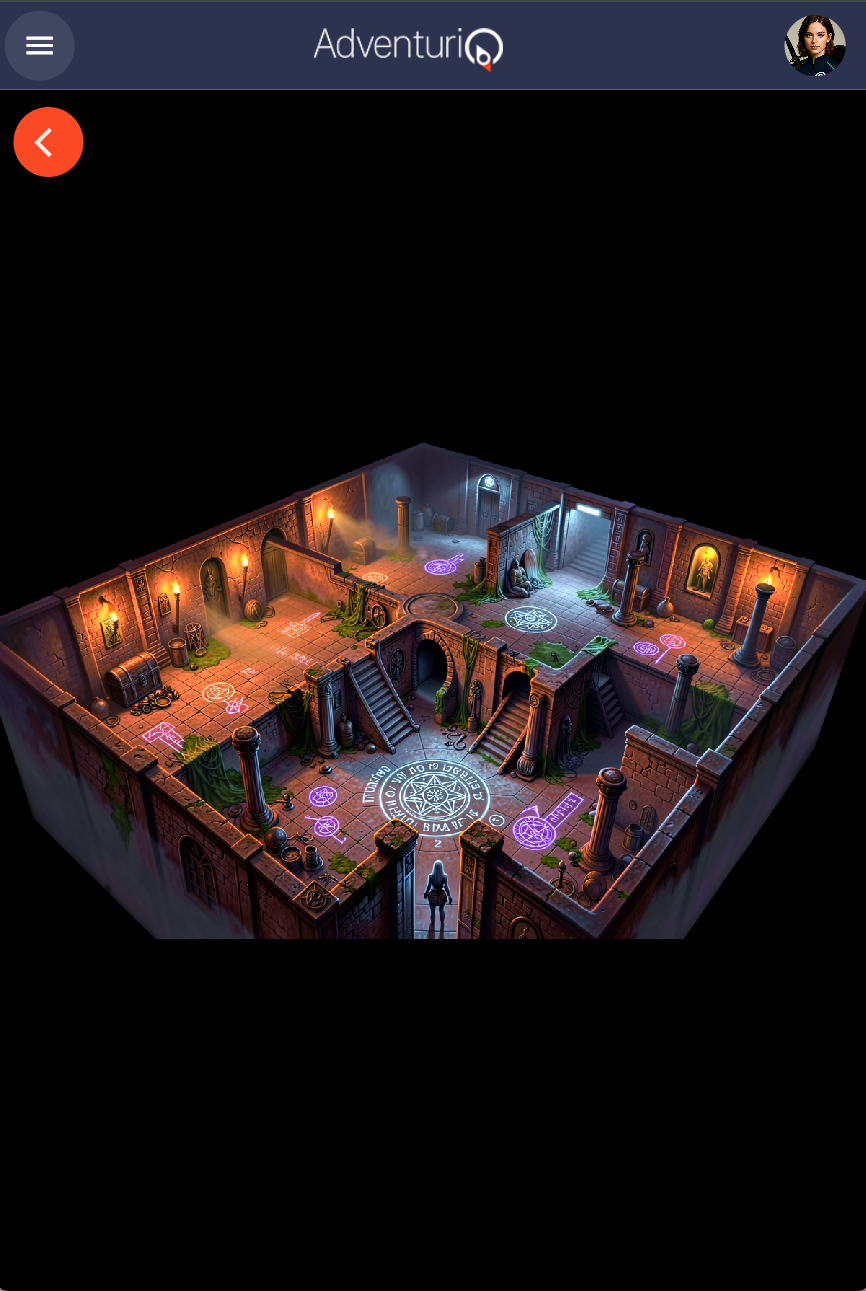 Vista del Player — mapa imagen de una Misión mostrando un plano isométrico personalizado